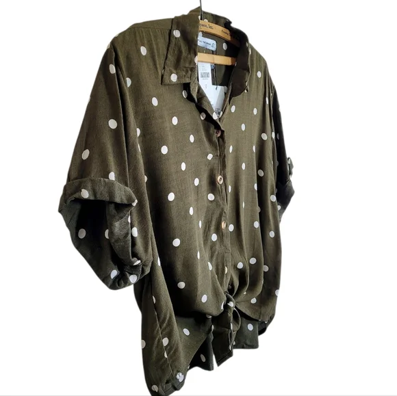 NWT FAITHFULL THE BRAND Rio Shirt Tie Front Relaxed Fit Ronja Polka Dot Small - Picture 4 of 13